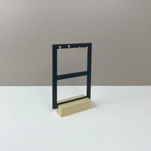 porte boucle d'oreilles noir design rectangulaire